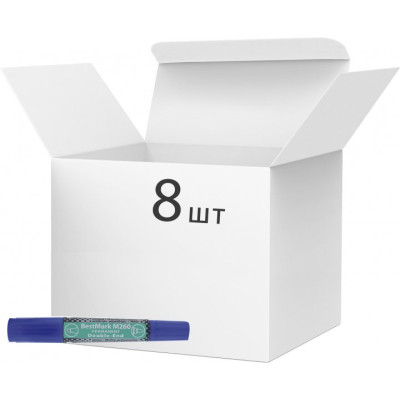Маркер Stanger водостійкий, двосторонній, 1-4 мм и 1 мм, синій 8 шт (MARKER-PER-STM260BL8) Вінниця - фото 1