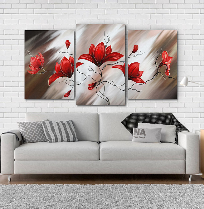 Модульная картина Абстракция Цветы  (53x100см)  Art-160_3 Киев - изображение 2