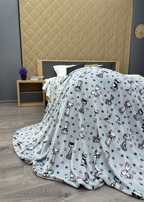 Плед-покривало Decorator WellSoft CUTE KITTY 150х210 см з принтом "Котики" (87-184) Київ - фото 8