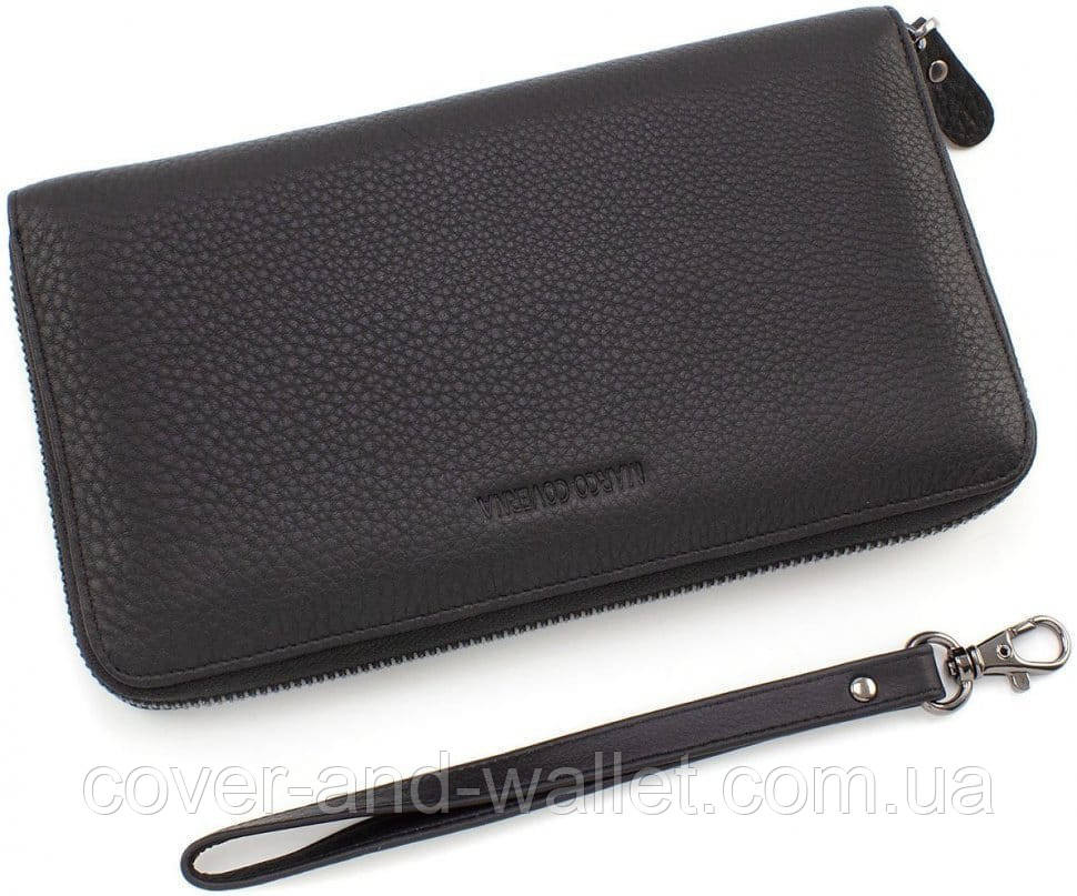 Стильний чоловічий гаманець клатч із італійської шкіри на металевій блискавці Marco Coverna 5901-1Q Київ - фото 1