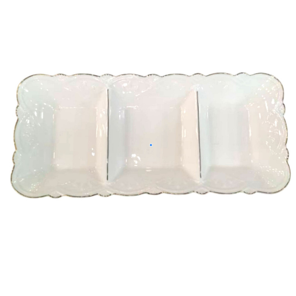 Yiwu Менажниця порцелянова на 3 секції для закусок 30×14×3.5 (см) тарілка менажниця прямокутна Коломия - фото 1