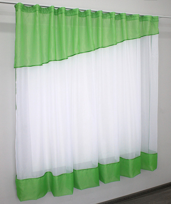 Кухонная занавеска VR-Textil № 047к салатовый с белым 270х170 см (50-160) Киев - изображение 2
