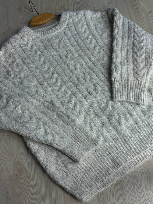 Светр жіночий A-N 3324 оверсайз крупна в’язка букле коси довгий one size, молочний, one size Київ - фото 7