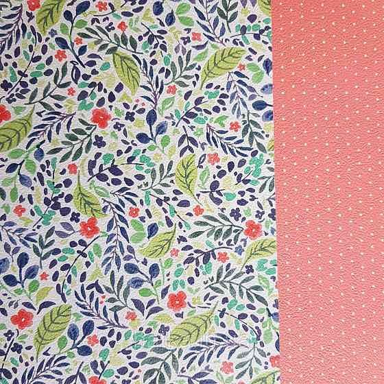 Шпалери вінілові на флізелін 0.53х10.05 Rasch Textil Petite Fleur 5 листя гілки квіти салатові червоні сині Київ