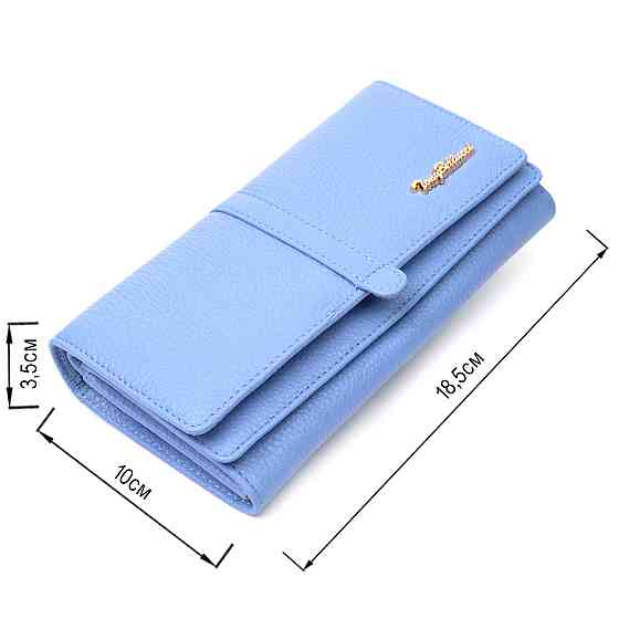 Красивий жіночий гаманець з великою кількістю відділень із натуральної шкіри Блакитний (Tony Bellucci) Київ