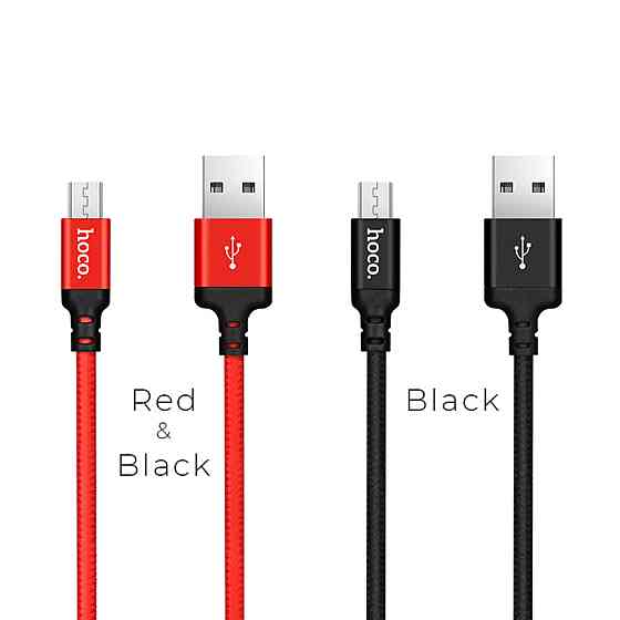 Кабель HOCO X14 USB to Micro 2A, 2m, nylon, aluminum connectors, Black Київ