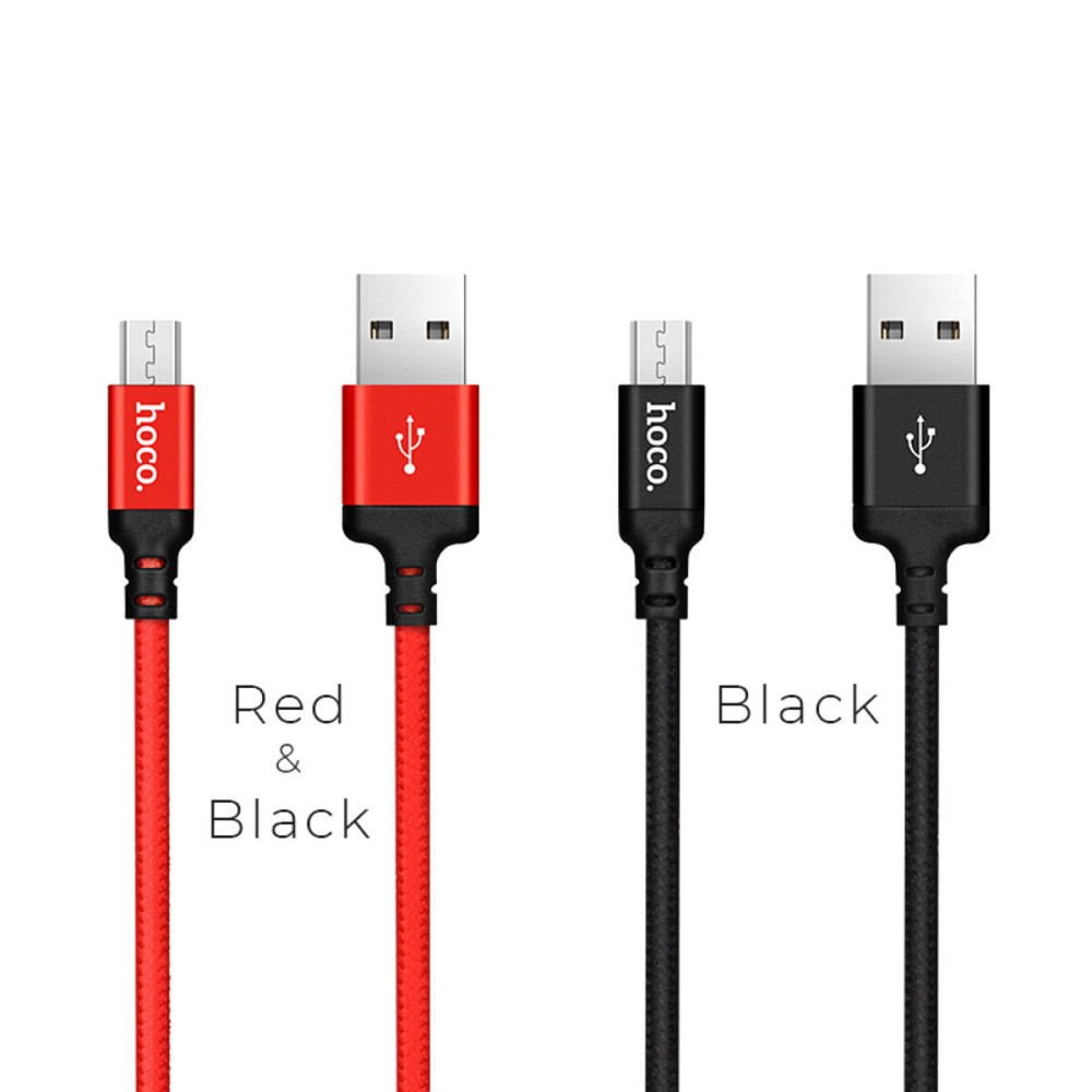 Кабель HOCO X14 USB to Micro 2A, 2m, nylon, aluminum connectors, Black Київ - фото 2
