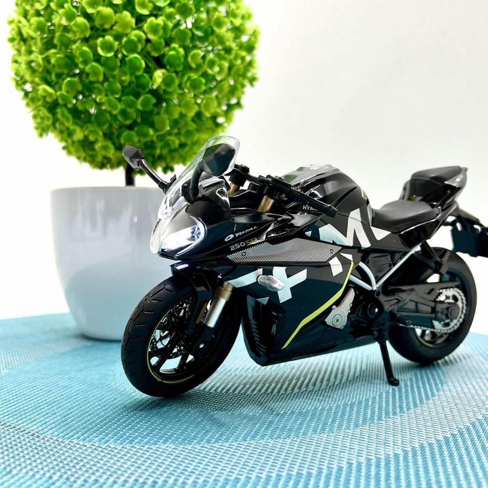 Мотоцикл металопластиковий звуки підсвічування гумові шини рухомі елементи 1:12 Чорний (BG 36-480) Чернігів - фото 5