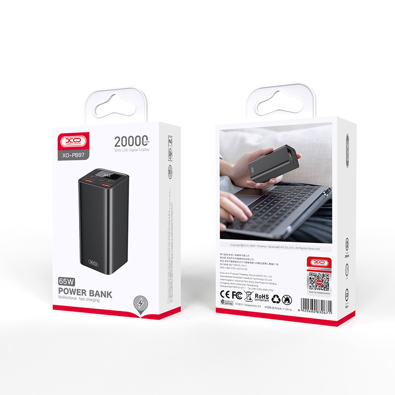Повербанк (Power Bank) XO PB97 20000mAh 65W чорний Львів - фото 11