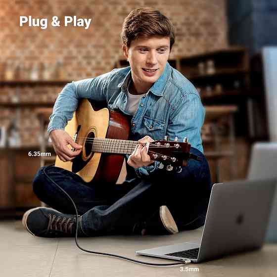 Аудіокабель UGREEN AV127 3.5mm to 6.35mm TRS Stereo Audio Cable 5m Gray Киев