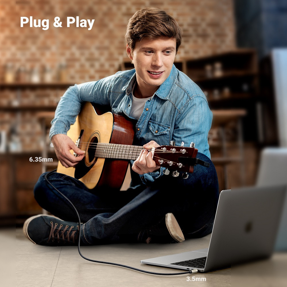 Аудіокабель UGREEN AV127 3.5mm to 6.35mm TRS Stereo Audio Cable 5m Gray Киев - изображение 3