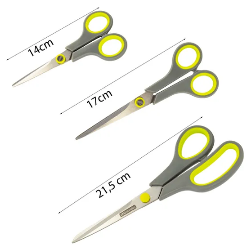 Набір ножиць універсальні 3 предмети (140мм/170мм/215мм) нержавіюча сталь пластикові ручки 5187 KAMILLE Житомир - фото 5