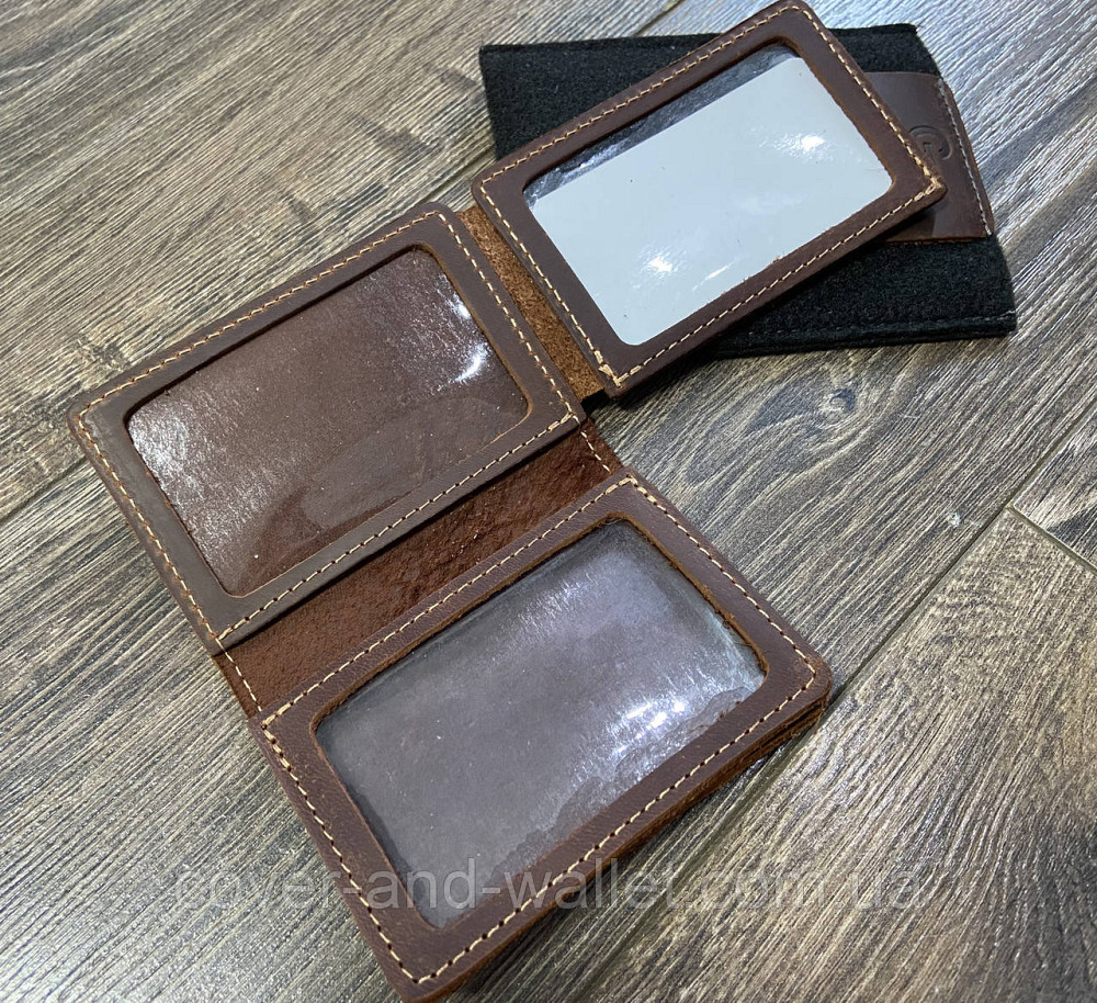 Якісна шкіряна обкладинка картхолдер для автодокументів та ID паспорта на 4 відділення Grande Pelle Київ - фото 5