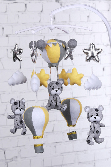 Дитячий музичний мобіль на ліжечко для немовлят WooolyWool «Тедді» з 35 мелодіями (М028) Київ - фото 1