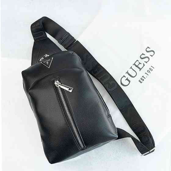 Мужская сумка бананка на пояс и на грудь (слинг) Guess (7517) черная Киев