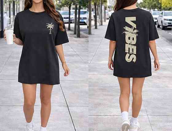 Жіноча стильна повсякденна сукня-футболка котон Чорний, 46/50 Одеса