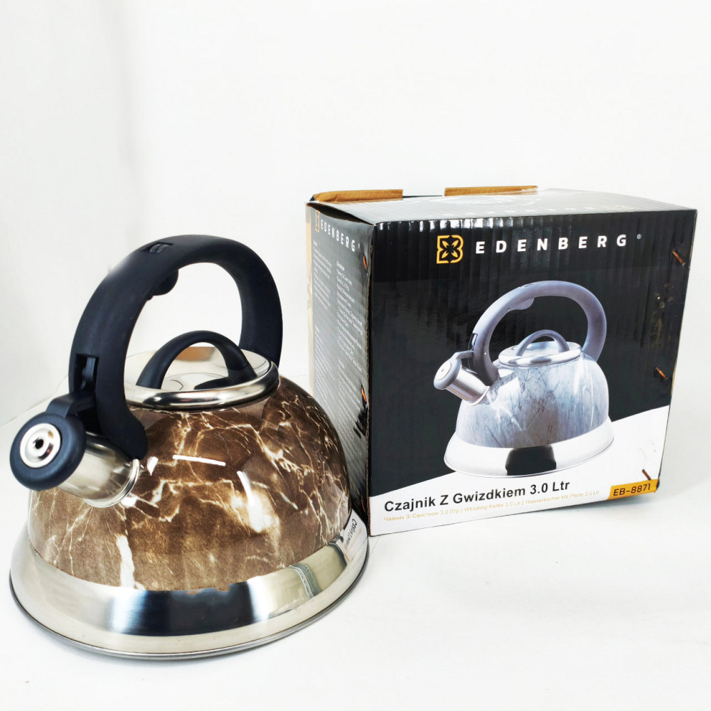 Чайник со свистком с одинарным дном Edenberg EB-8871 3л, Чайник для чайной церемонии со свистком OU-50 Львов - изображение 3