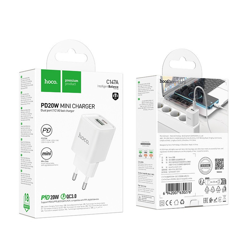Зарядное устройство HOCO C147A Charm 20W White Киев - изображение 5