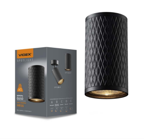 LED Світильник накладний під лампу GU10 чорна призма VL-SPF02A-BP Videx Житомир