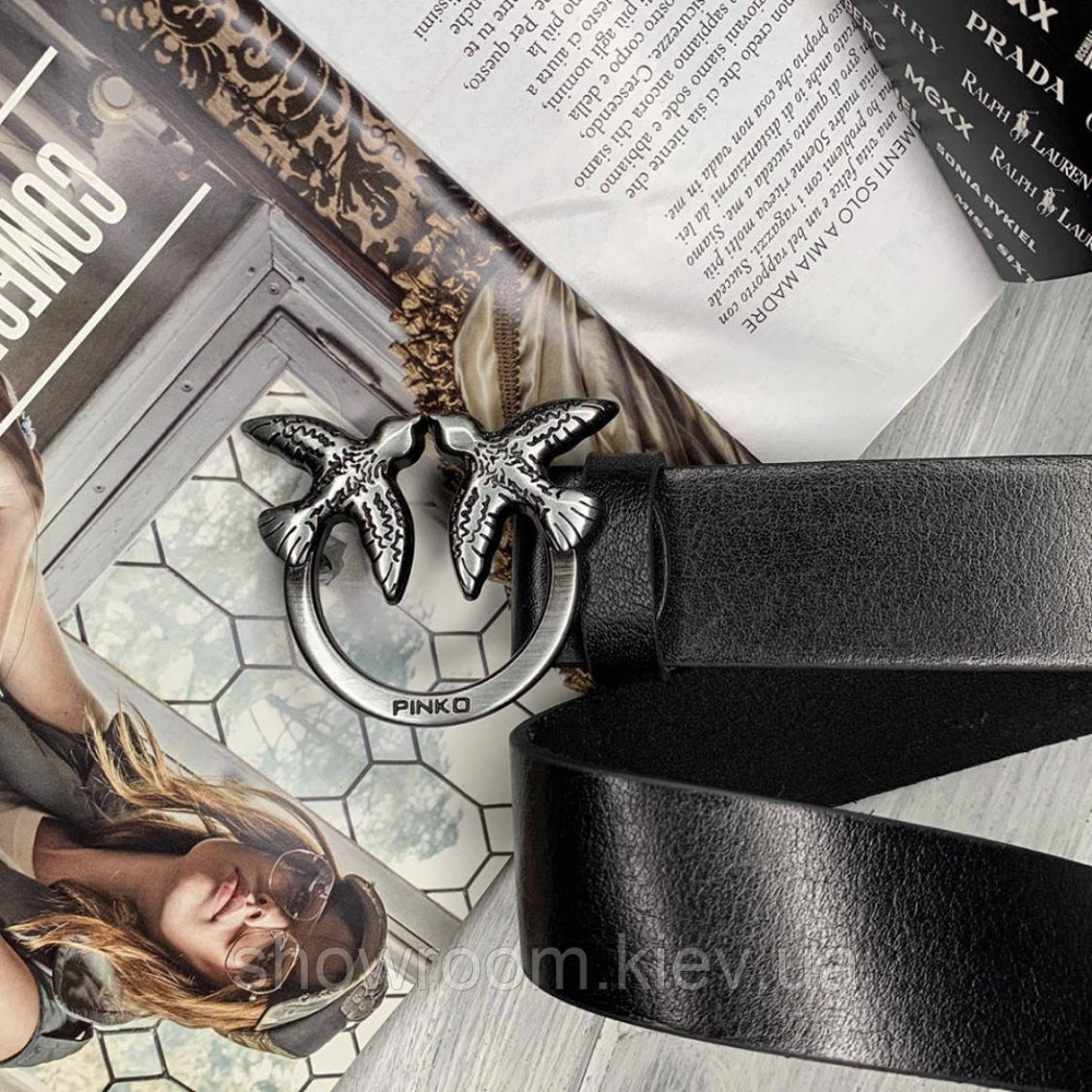Женский кожаный ремень Pinko grey (3 cм) Киев - изображение 3