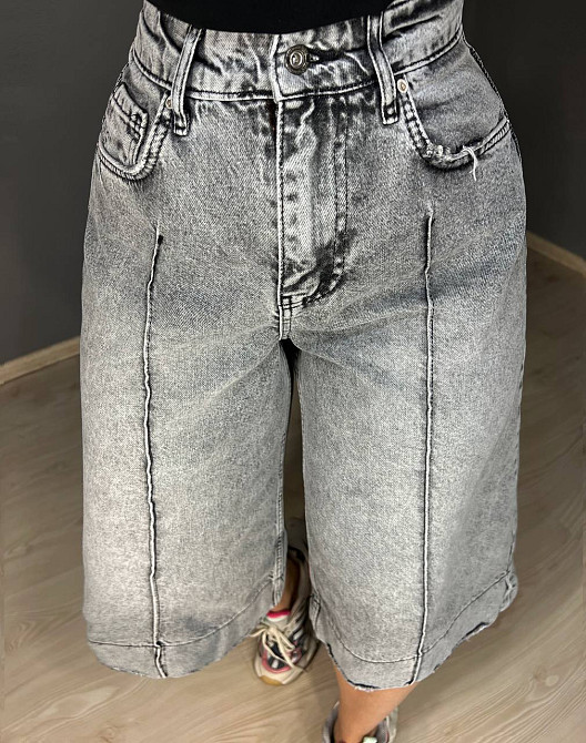 Шорты женские джинсовые Sherocco 391 бермуды длинные с манжетами и стрелкой серые, серый, 25, 25, 68 см, 98 см Киев - изображение 20