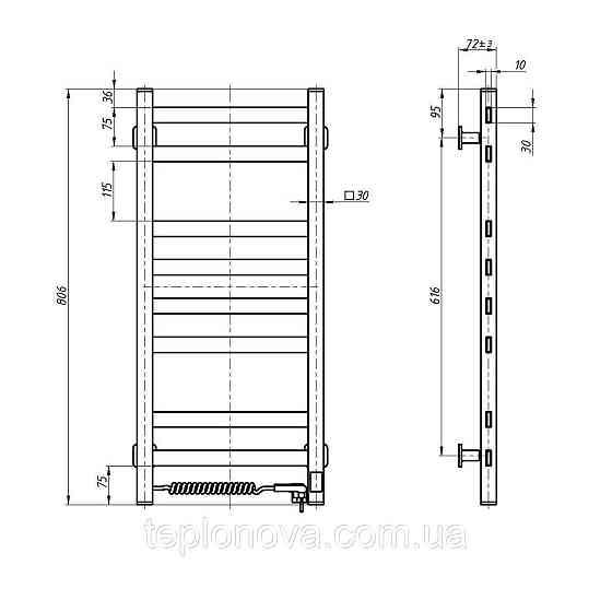 Сушарка для рушників Авангард 360х800 Sensor ліва з таймером, чорний муар Чернівці