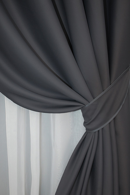 Комплект штор на люверсах VR-Textil Bagema Rvs № 1241ш Темно-серый 150х250 см 2 шт (37-0013) Киев - изображение 4