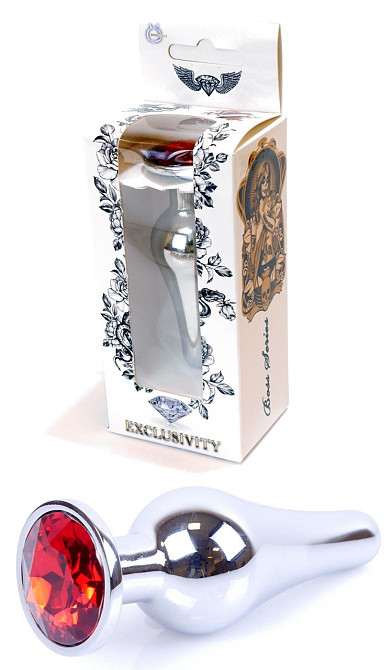 Анальна пробка Boss Series - Jewellery Silver BUTT PLUG Red, BS6400073 Sex Aura Київ - фото 1