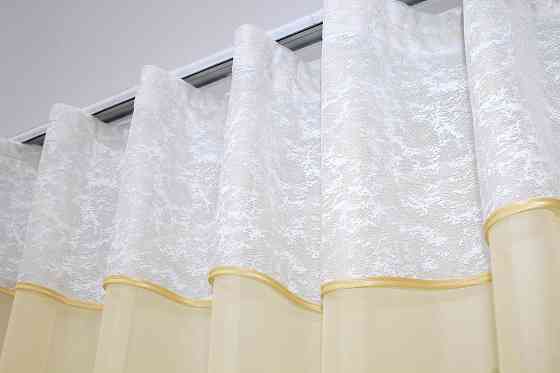 Кухонна занавіска VR-Textil № 00к бежевий з білим 280х170 см (59-588) Київ