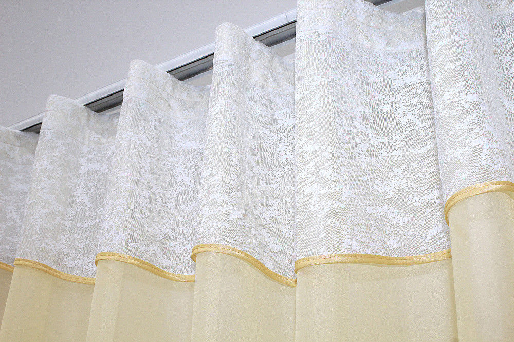 Кухонна занавіска VR-Textil № 00к бежевий з білим 280х170 см (59-588) Київ - фото 3