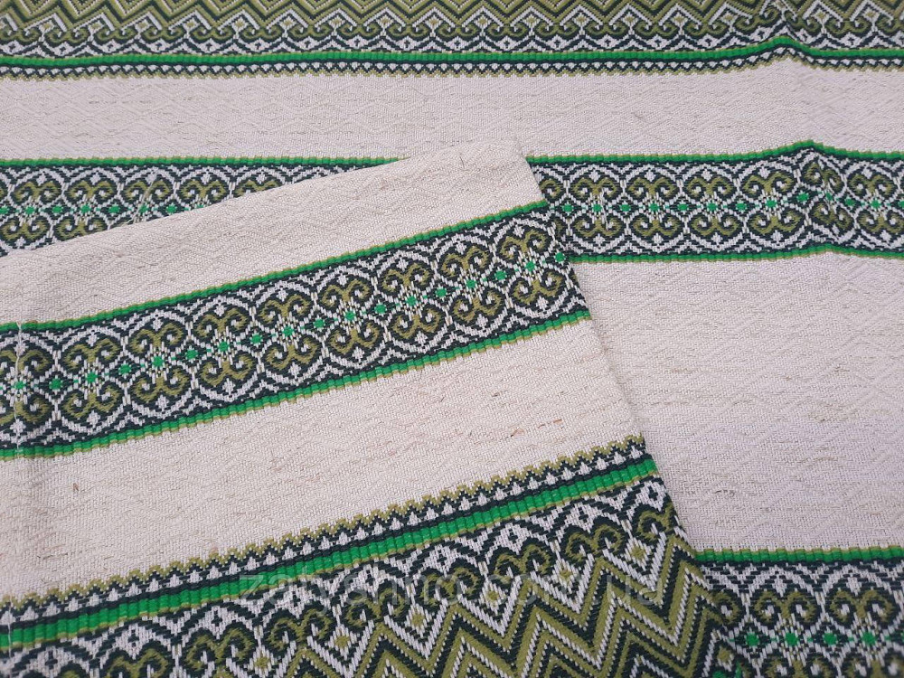 Зелена скатертина з серветками на льону машинна вишивка 230*140 Київ - фото 5