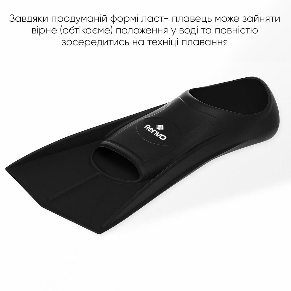Короткі ласти для тренування в басейні Renvo Frio із закритою п'ятою Чорний 42-44 (SF100-01 42-44) Київ - фото 6