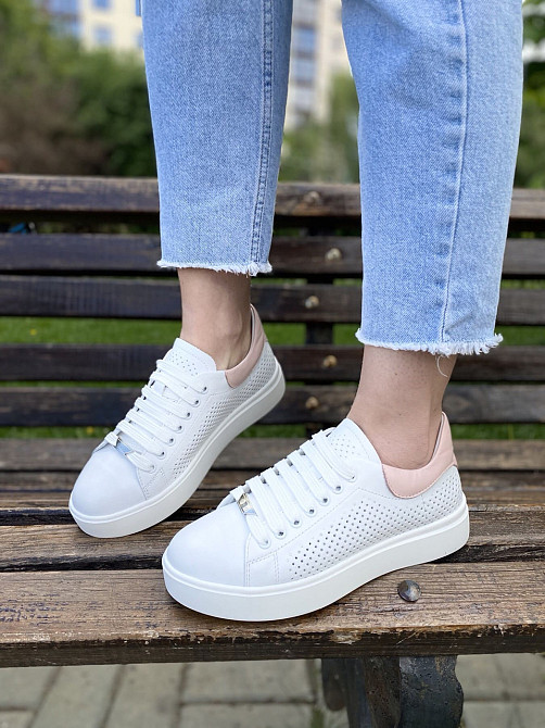 Кеды женские Украина белые натуральная кожа размер 37 (арт. 23.5см) Коломия - фото 1