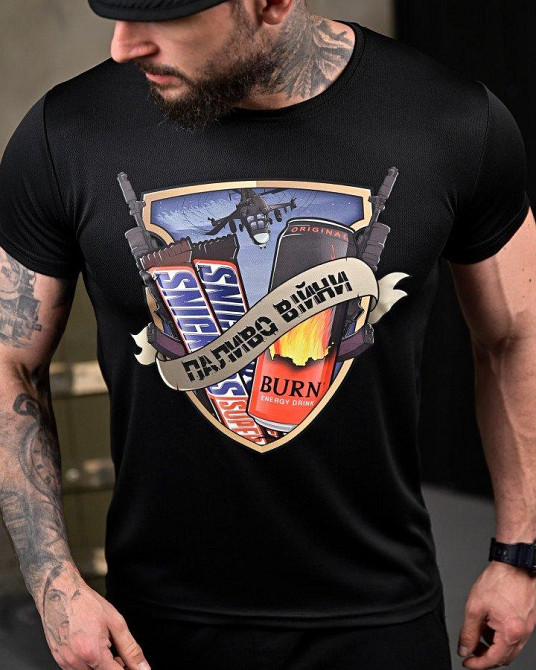 Тактическая потоотводящая футболка Паливо черная мужская дышащяя Одесса - изображение 4