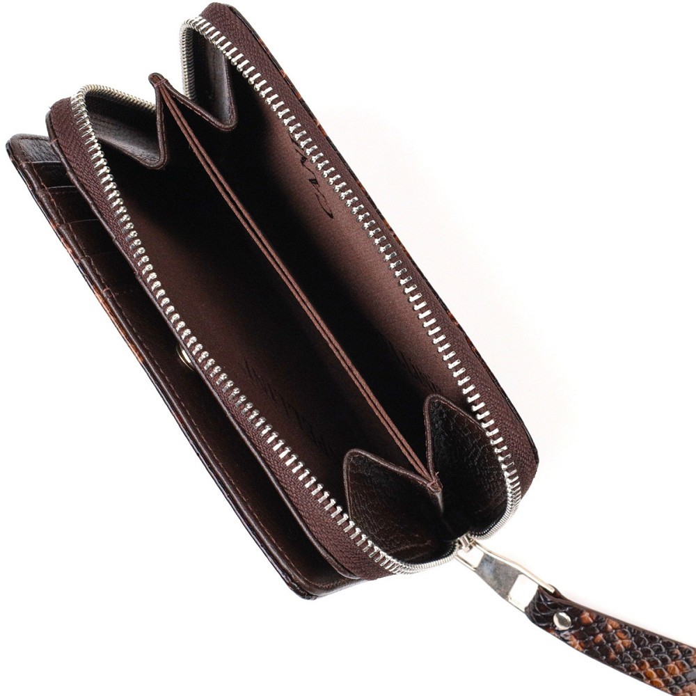 Отличное лакированное женское портмоне среднего размера из натуральной кожи с тиснением под змею (CANPELLINI) Киев - изображение 10