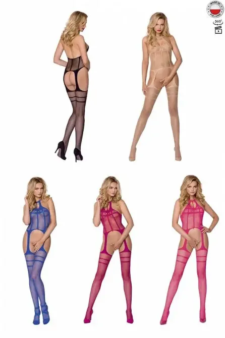 Сітчастий чорний бодістокінг з коротким топом та підв'язками Casmir CA008 Львів - фото 9