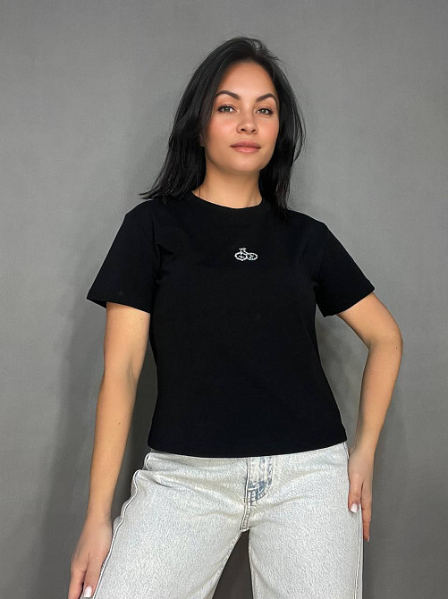 Футболка жіноча A-N 911-20 середня довжина вишня камінчики one size, чорний, one size Київ - фото 12