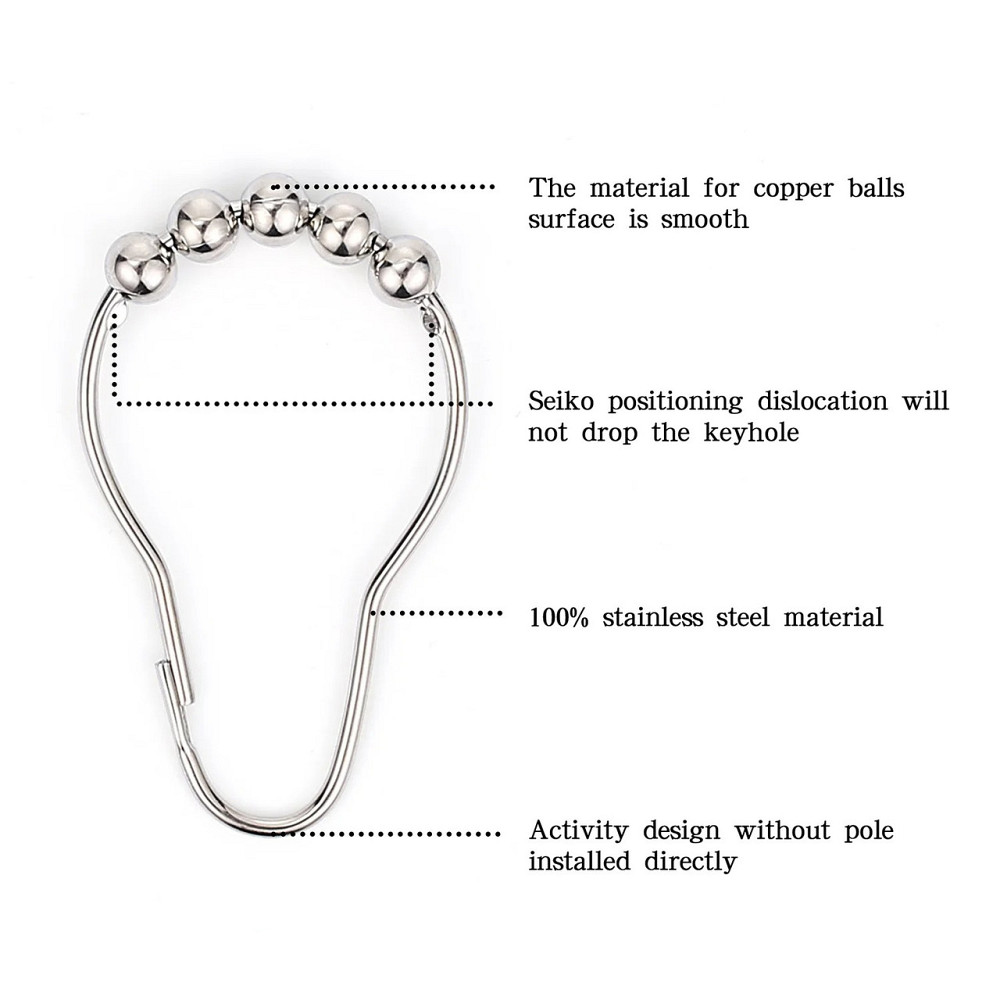 Кільця на шторку у ванну кімнату металеві у срібному кольорі 12 штук Кам'янець-Подільський - фото 5