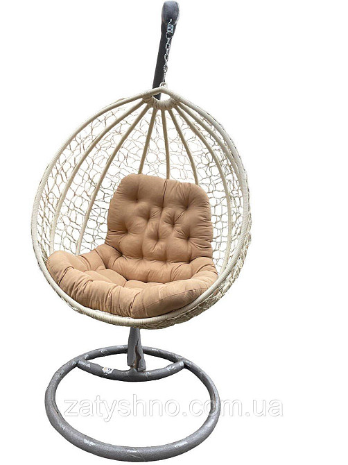 Підвісне крісло кокон із ротанга з посиленою стійкою Київ - фото 4