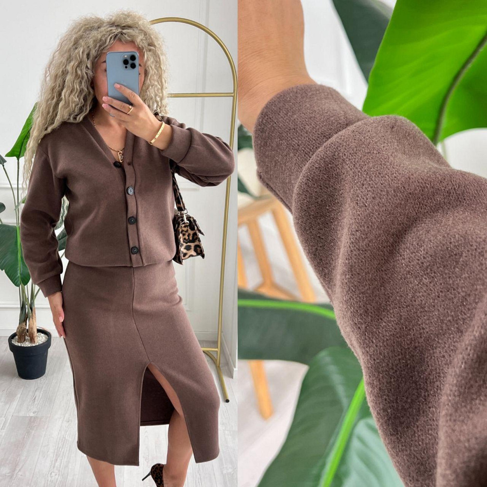 Женский невероятный костюм кардиган+юбка ангора вязка на трикотаже Шоколад, 52/54 Одесса - изображение 7