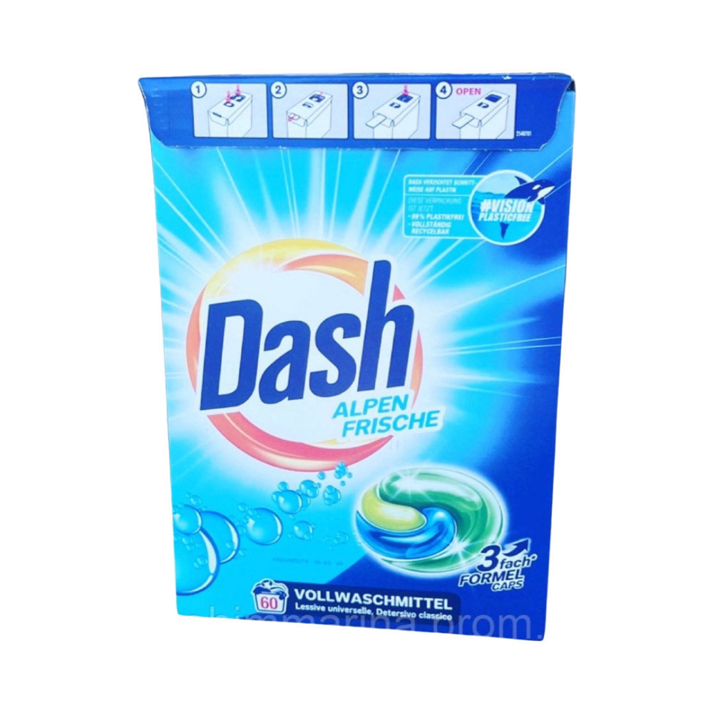 Капсули для прання Dash 3 в 1 Alpen Frische для всіх типів тканин, 60 шт. Виноградів - фото 1