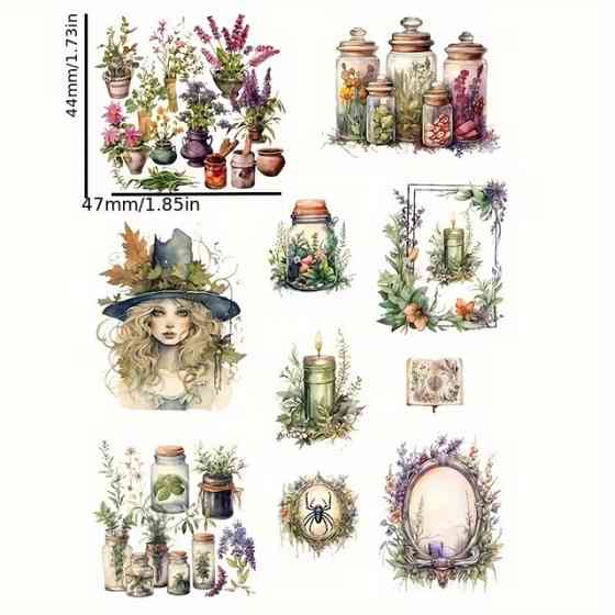 Набір магічних вінтажних наліпок Зілля та Відьма, 120 шт Київ