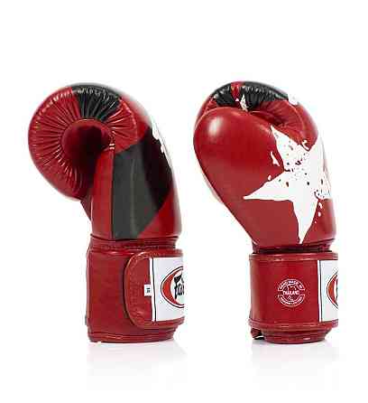 Боксерські рукавиці Fairtex BGV1 Nation Print Red 14 унцій (бинти в комплекті) Кам'янське