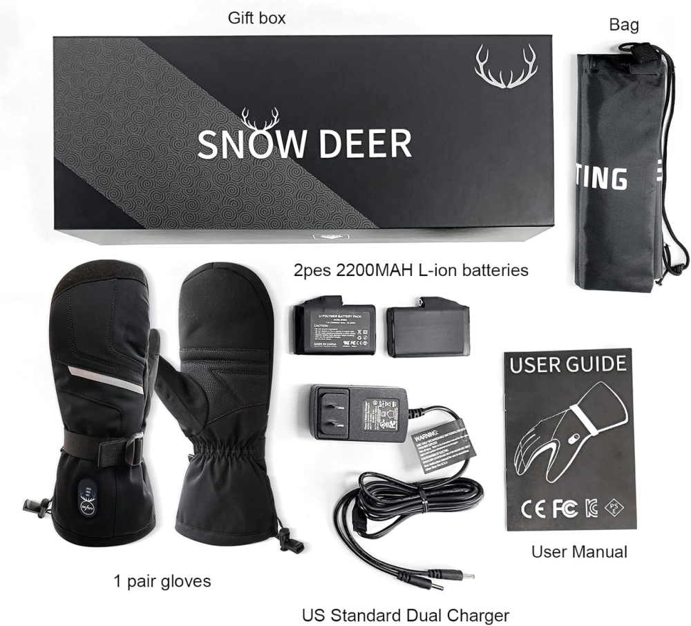 Варежки с подогревом SNOW DEER XL, до 75°C, 3 режима, аккумуляторные до 6 ч, сенсорный палец, для лыж и рыбалки Киев - изображение 9