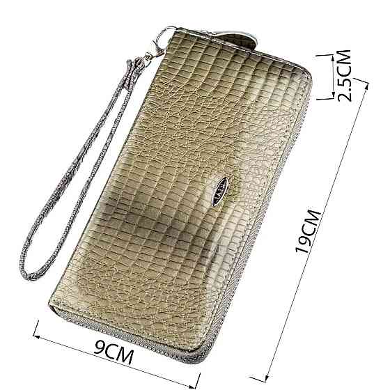 Кошелек женский на одну молнию из экокожи лаковый KIVI 19033 Серый Киев