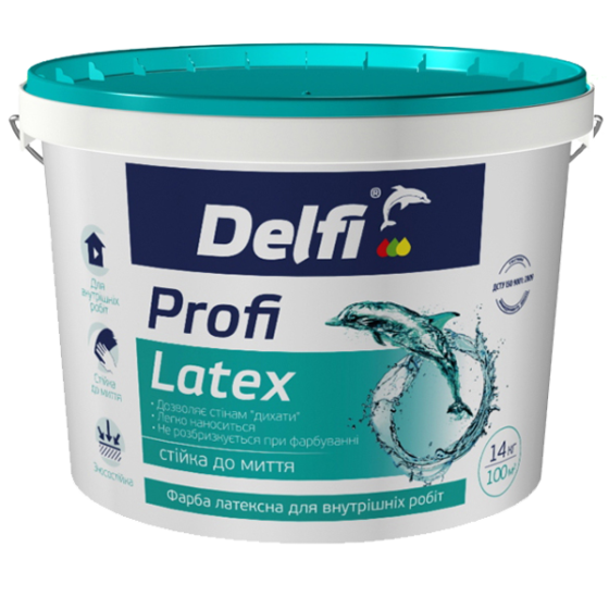 Фарба латексна акрилова для внутрішніх робіт Profi Latex ТМ"Delfi"  -1,4 кг Харків