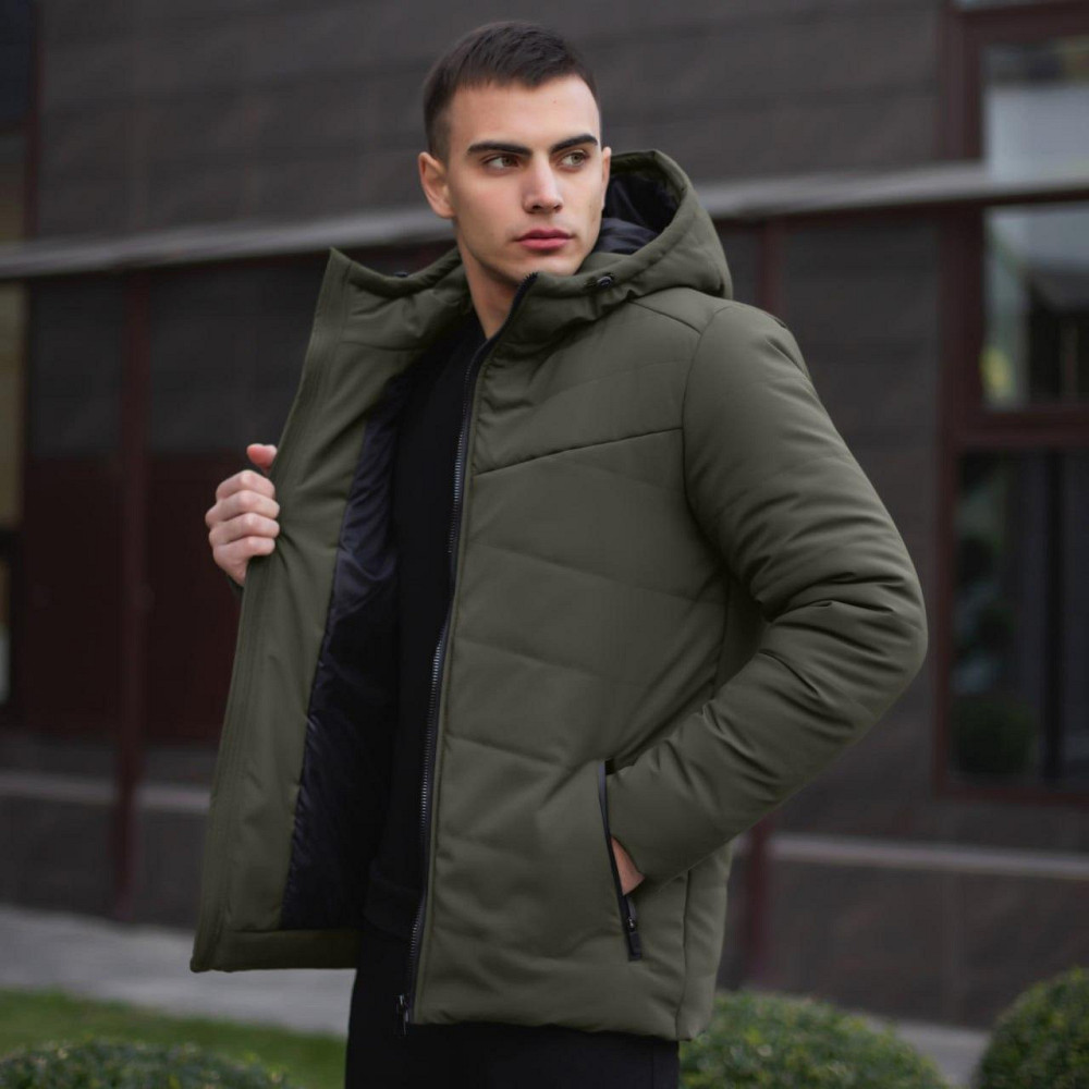Зимняя куртка мужская теплая с капюшоном короткая Frost Pobedov Winter Jacket Dzen хаки L Одесса - изображение 1
