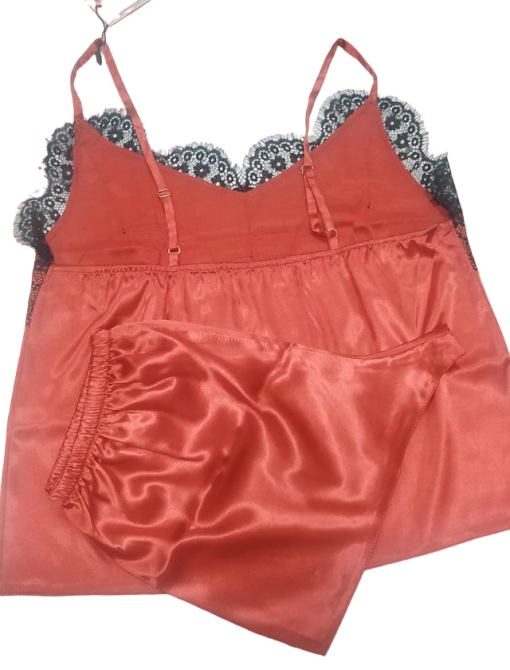Піжама жіноча атласна з мереживом майка + шорти Червоний 3XL/4XL Харків - фото 4