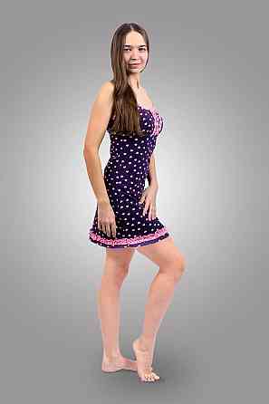 Ночная сорочка женская, сердечки на темно-синем топ Крохатушка одяг Киев