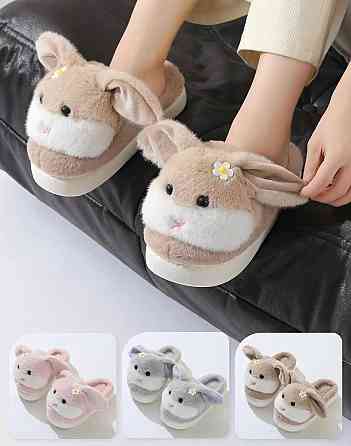 Теплые мягкие домашние тапочки - игрушки зайчики 36,37,38 Николаев
